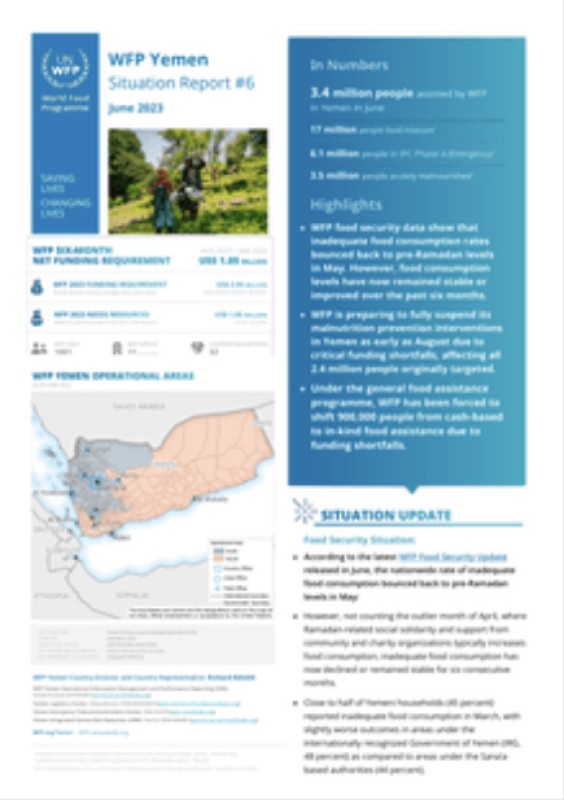 WFP Yemen Situation Report #6, June 2023