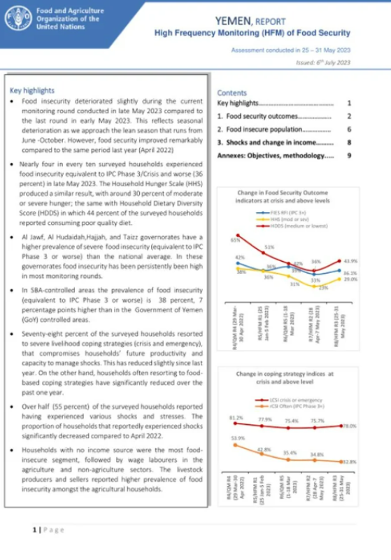 Yemen: High-Frequency Monitoring (HFM) Snapshot, August 2023